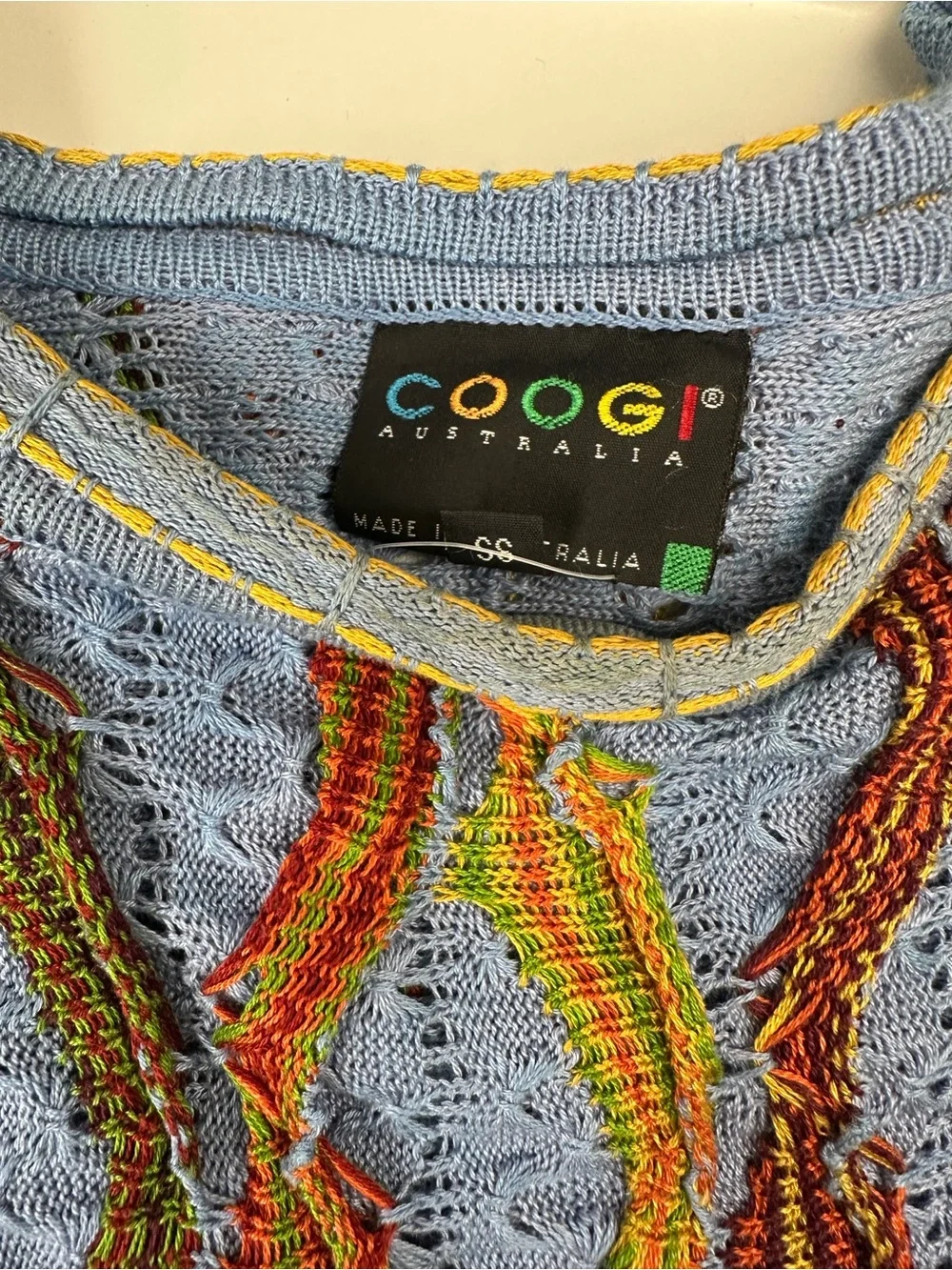 COOGI Light Blue Multicolor Wave Knit Sweater - Picture 3 of 3